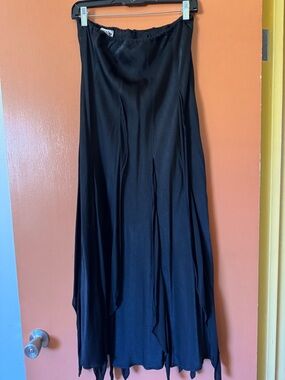 Ghost London Black Viscose Maxi Skirt | Size 14 | Flowy Silky Sheen